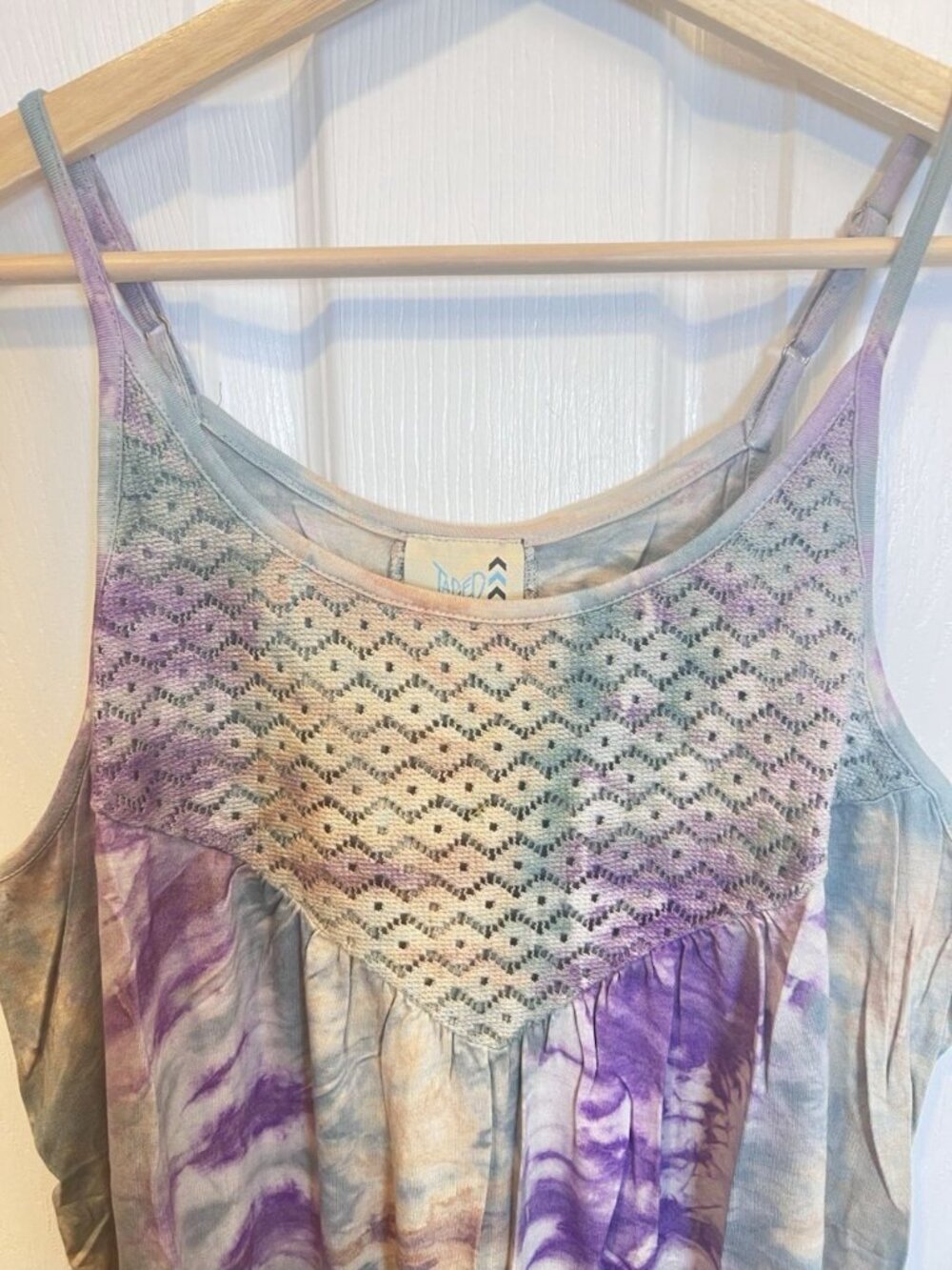 Jaded Gypsy Tie-Dye Yoke Lace Tank Top L/XL Boho Indie Purple Brown - Picture 5 of 10